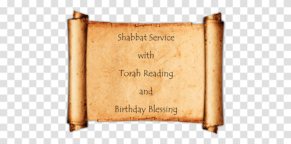 Download Shabbat Service With Torah Reading And Birthday Old Paper, Book, Scroll, Text Transparent Png