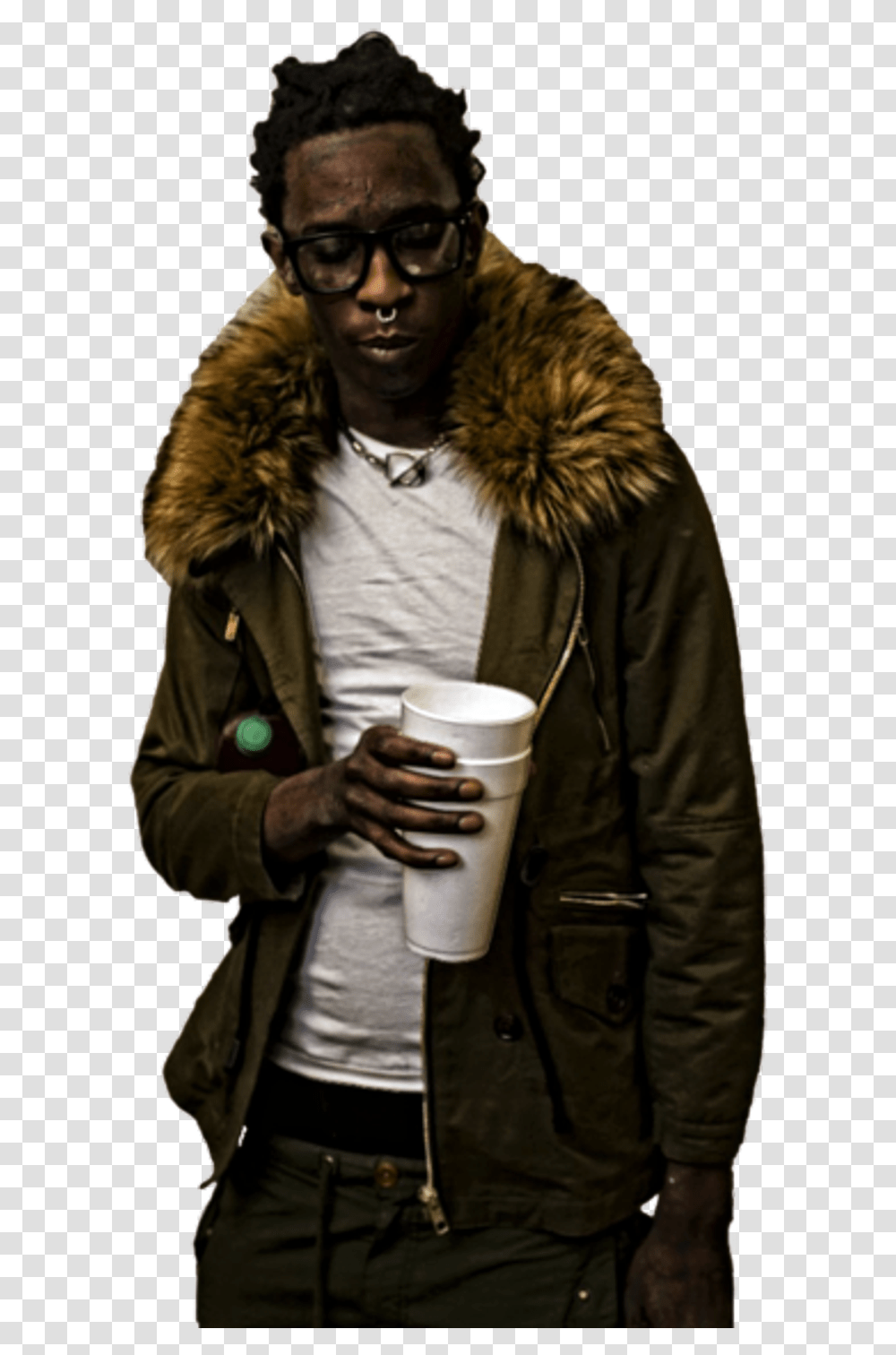 Download Share This Image Young Thug Background, Clothing, Jacket, Coat, Overcoat Transparent Png