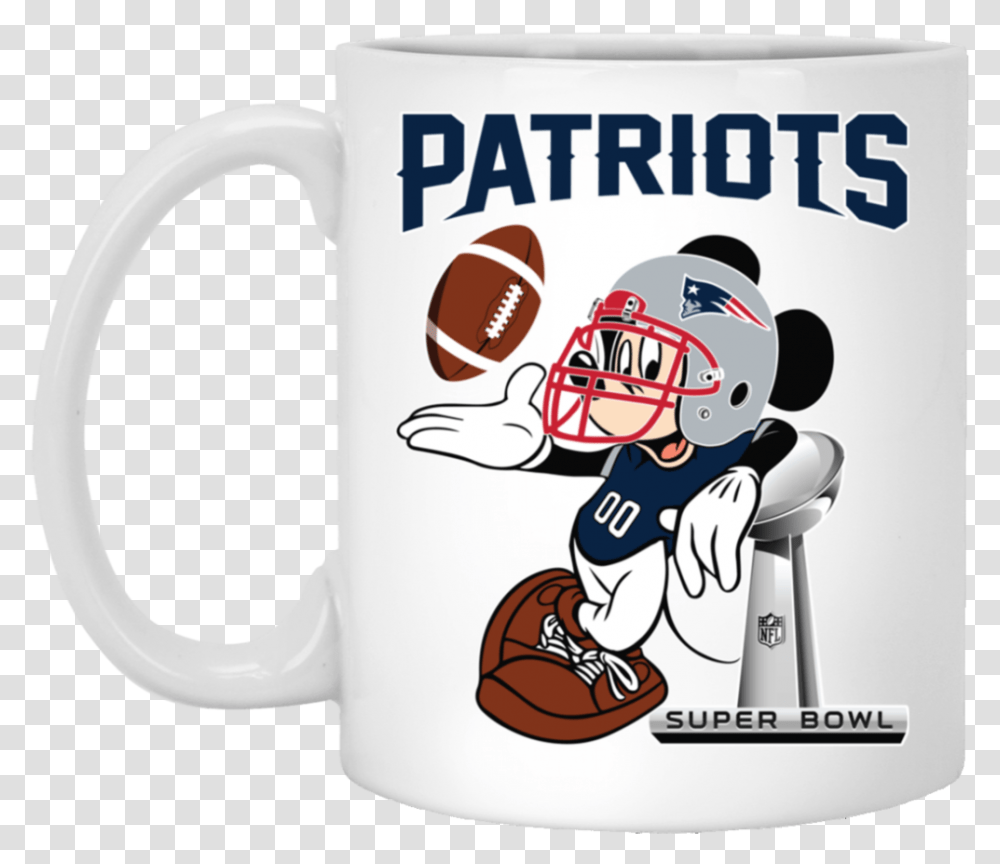 Download Share Tweet Pin It Mickey Mouse Super Bowl Full New England Patriotas Logo, Coffee Cup, Helmet, Clothing, Apparel Transparent Png