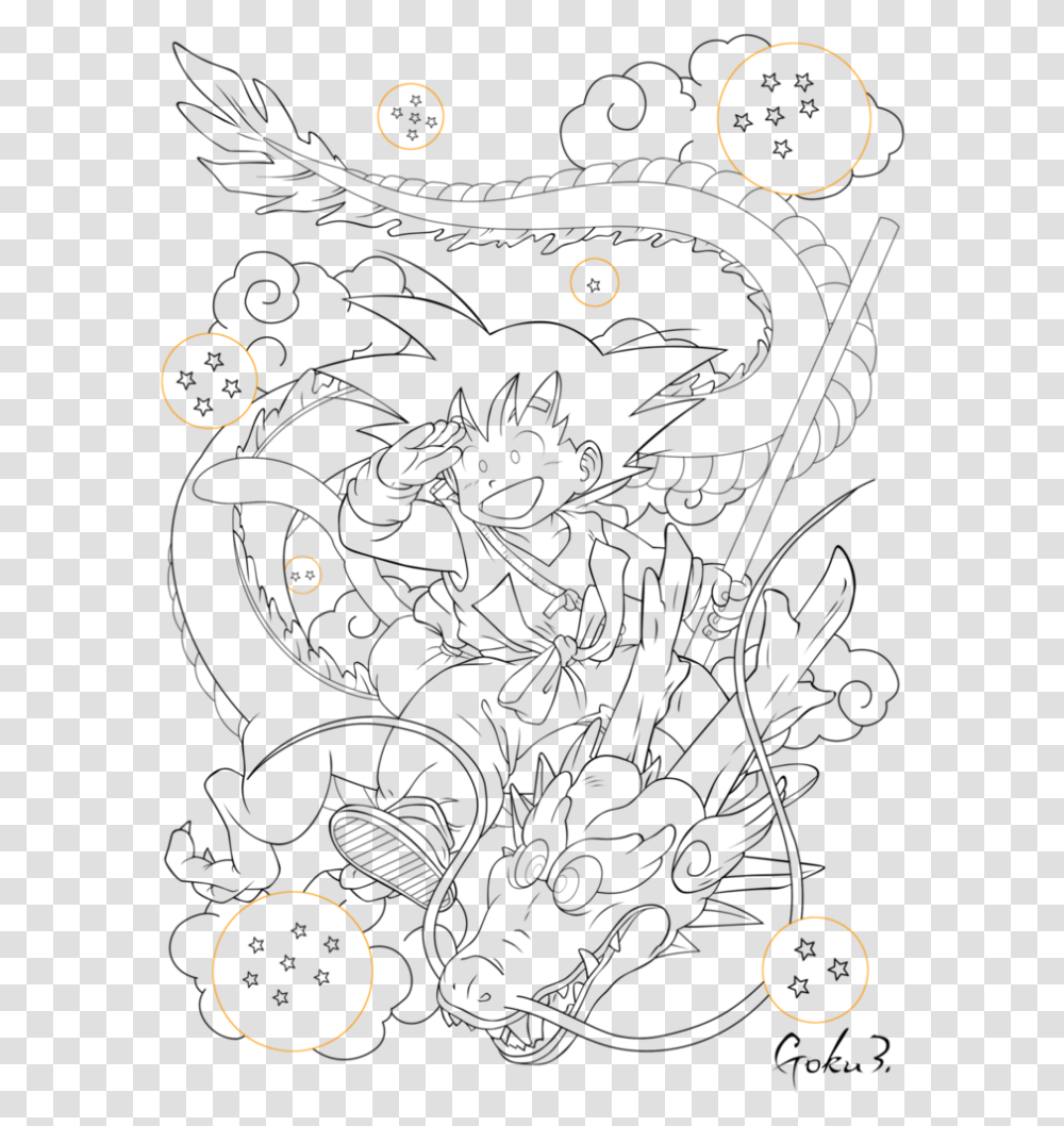 Download Shenron Goku Line Art Drawing Dragon Ball Lineart, Eclipse, Astronomy, Text, Pac Man Transparent Png