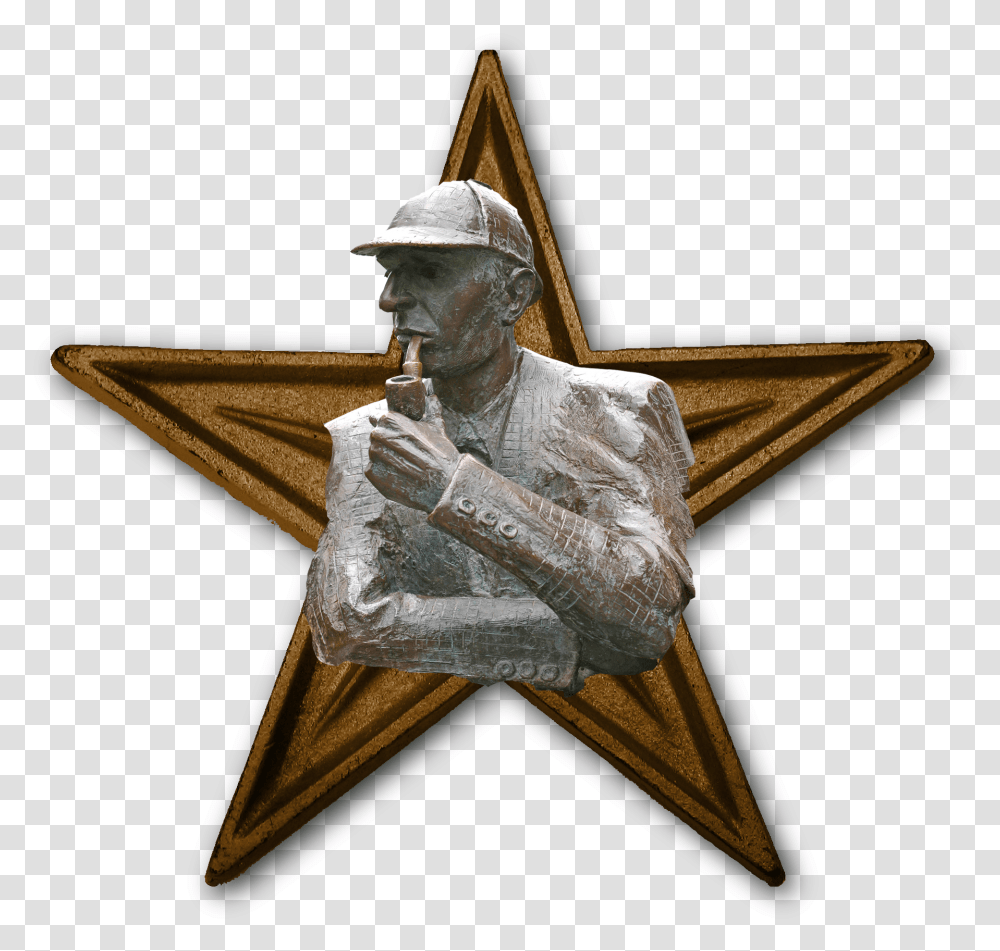 Download Sherlock Holmes Barnstar Hammer Sickle Red Star Communist, Sculpture, Art, Person, Metropolis Transparent Png