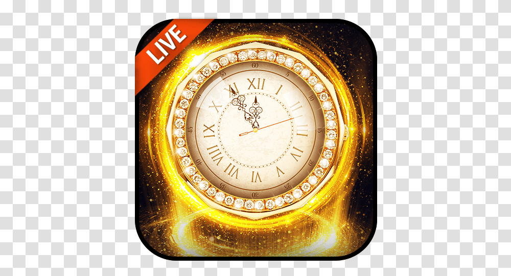 Download Shining Gold Clock Live Wallpaper Solid, Clock Tower, Architecture, Building, Wristwatch Transparent Png
