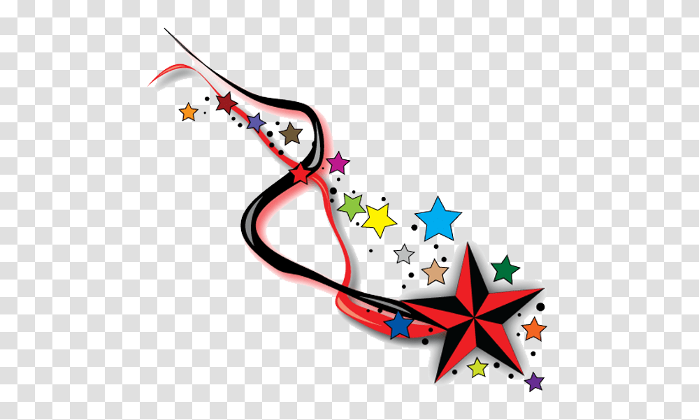Download Shooting Star Tattoos Star Tattoos On Side, Symbol, Star Symbol, Scissors, Blade Transparent Png