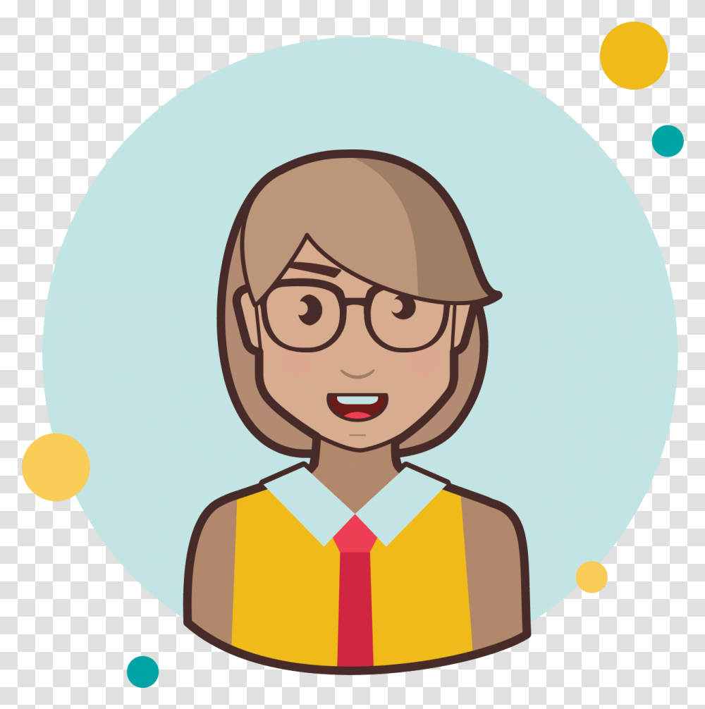 Download Short Hair Business Lady With Glasses Icon Woman With Glasses Cartoon, Face, Label, Text, Female Transparent Png