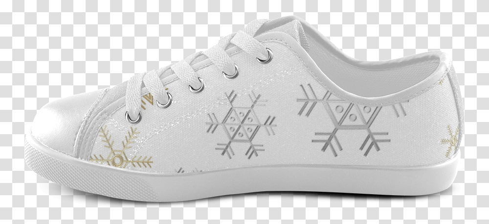 Download Silver And Gold Snowflakes Walking Shoe, Footwear, Clothing, Apparel, Sneaker Transparent Png