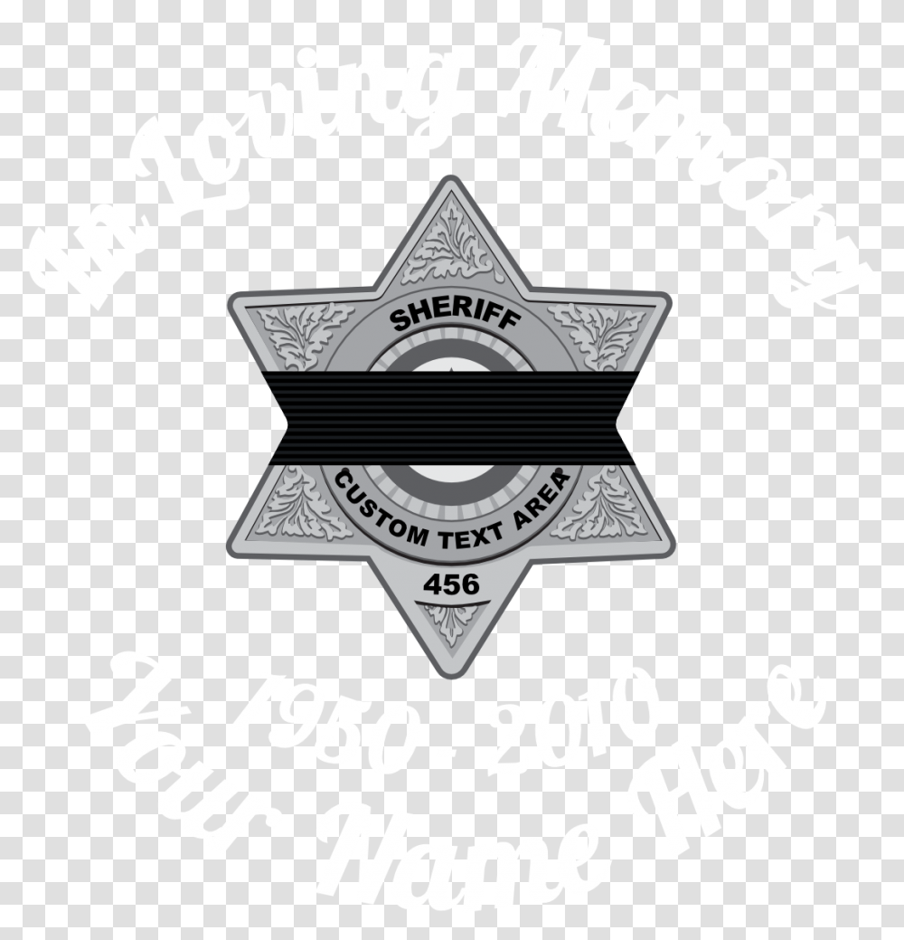Download Silver Sheriff Badge With Black Band In Loving Emblem, Logo, Symbol, Text, Stage Transparent Png