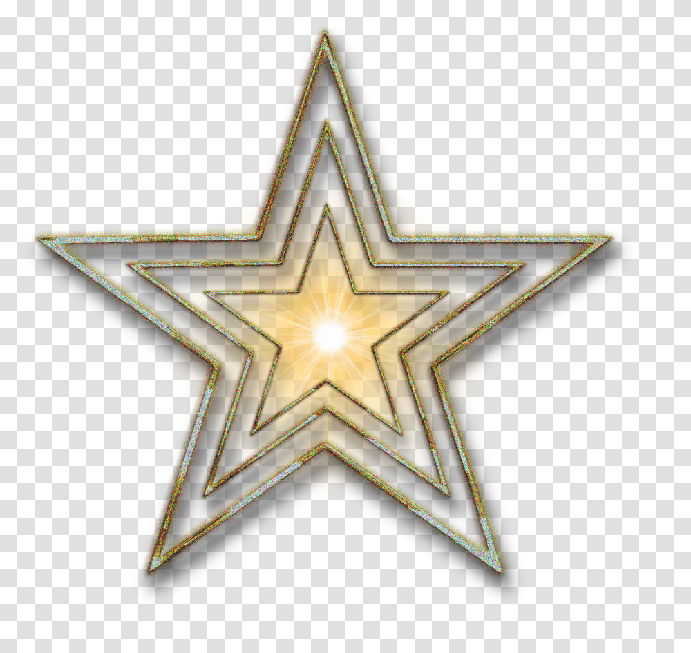 Download Silver Star Background Image With Gold Star Logo, Symbol, Star Symbol, Cross Transparent Png