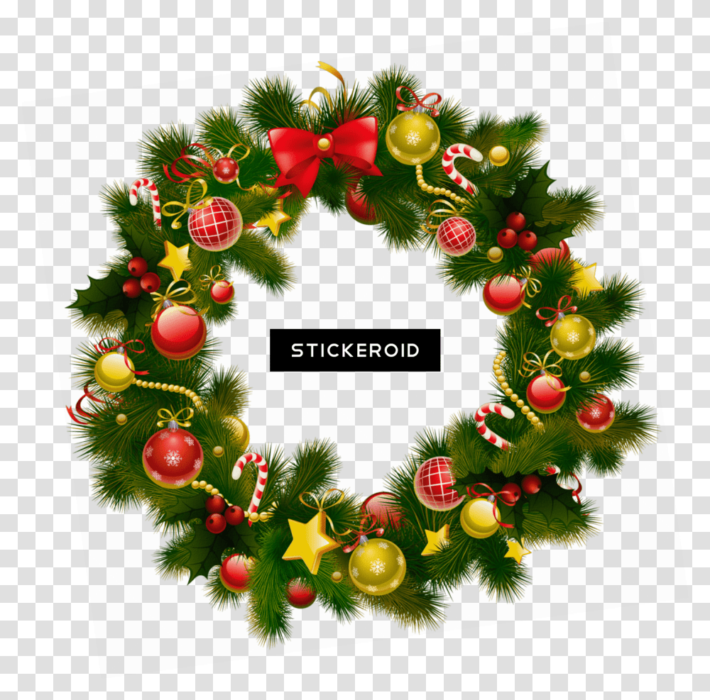 Download Simple Christmas Wreath Full Size Image Pngkit Xmas Wreath Gif, Christmas Tree, Ornament, Plant Transparent Png