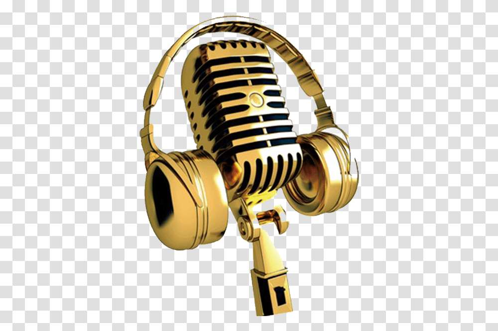 Download Singing Golden Microphone Image With No Gold Microphone, Electrical Device, Electronics, Headphones, Headset Transparent Png