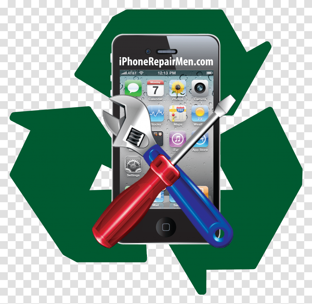 Download Site Logo Mobile Phone Repairing Logo Full Size, Electronics, Symbol, Recycling Symbol, Green Transparent Png