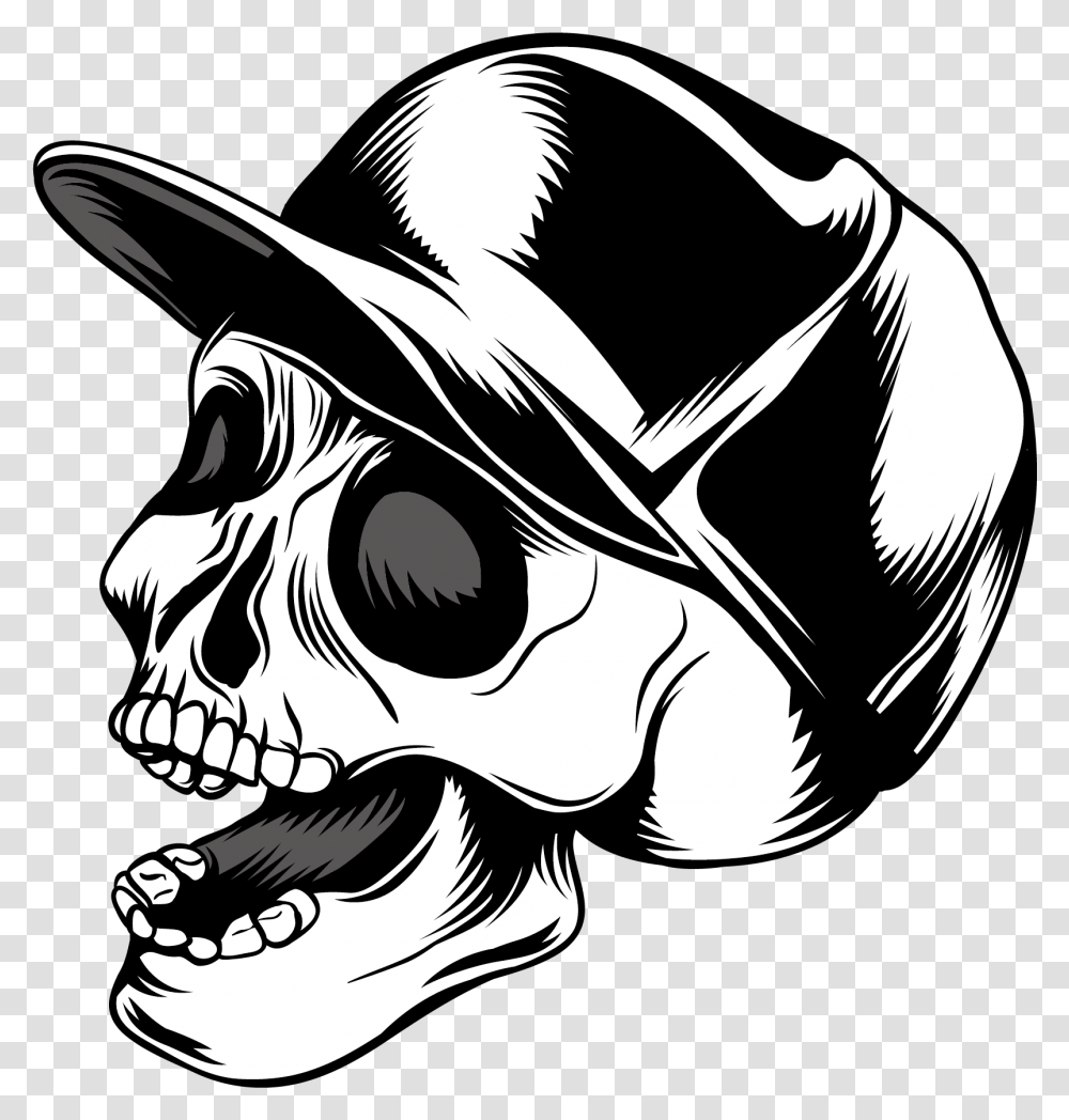 Download Skull Calavera Cap Euclidean Vector Baseball Skull Vector, Clothing, Apparel, Cowboy Hat, Person Transparent Png