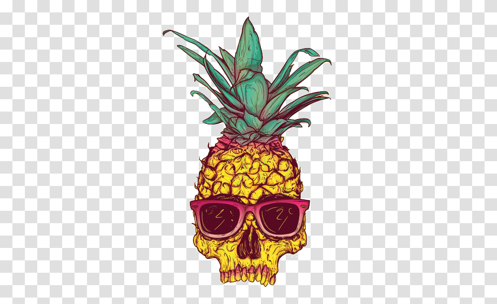 Download Skull Calavera Creative Tropical Fruit Pineapple Hipster Paintings, Plant, Food Transparent Png