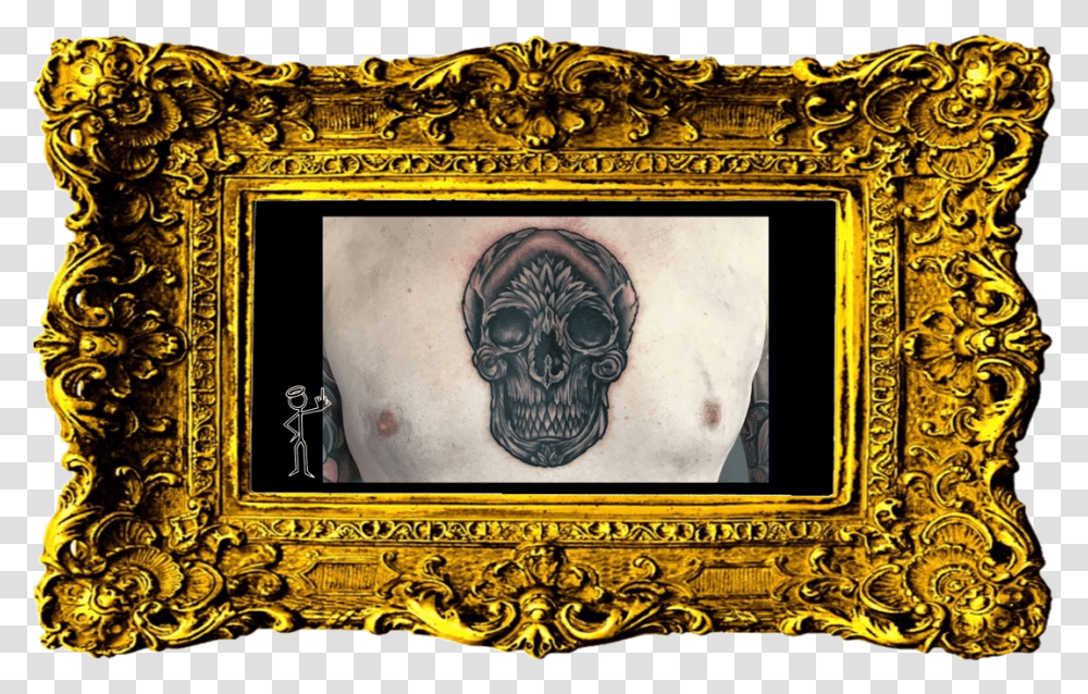 Download Skull Chest Tattoo Beautiful Love Photo Frame, Skin, Art, Doodle, Drawing Transparent Png