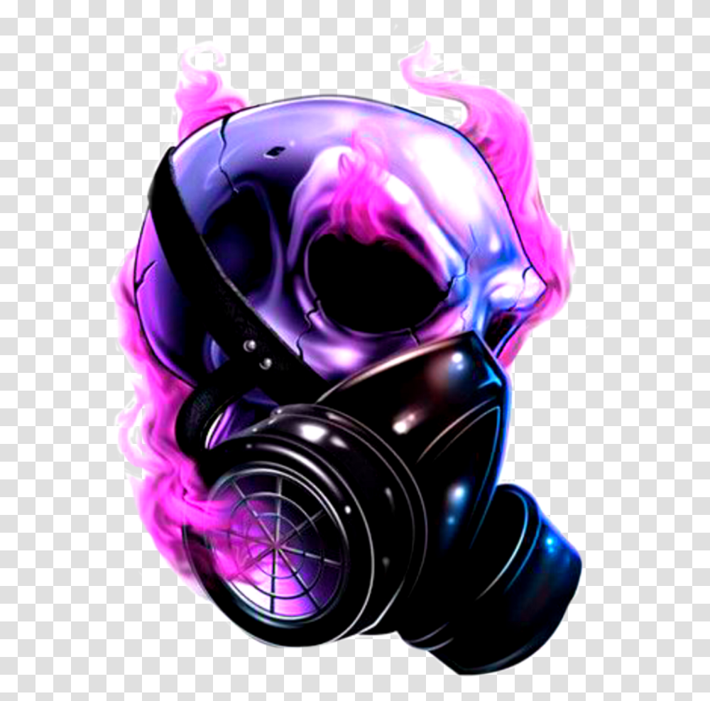 Download Skull Pink Purple Neon Smoke Skull With Gas Mask, Helmet, Clothing, Apparel, Electronics Transparent Png