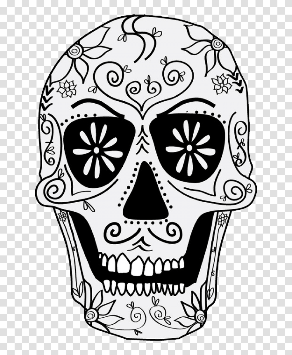 Download Skulls Image For Free Day Of The Dead Skull, Doodle, Drawing, Art, Stencil Transparent Png