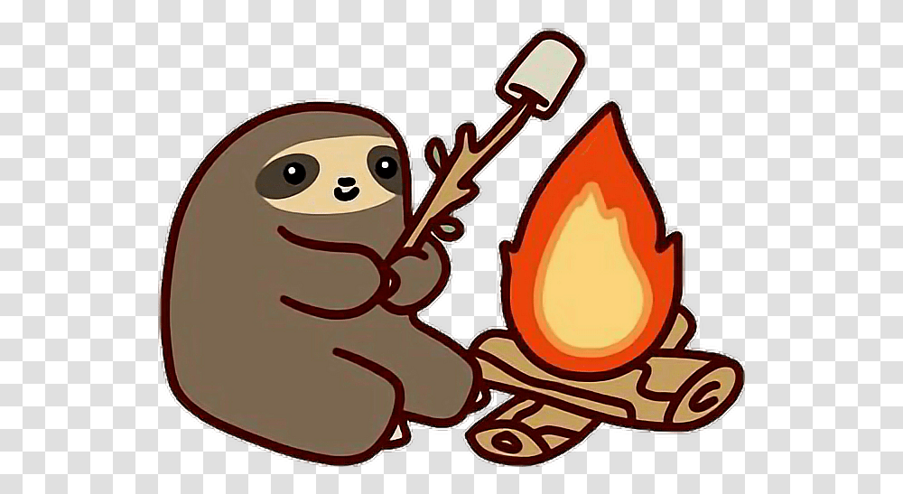 Download Sloth Fire Animal Marshmallow Camping Tumblr Sloth Stickers, Leisure Activities, Musical Instrument, Mandolin Transparent Png