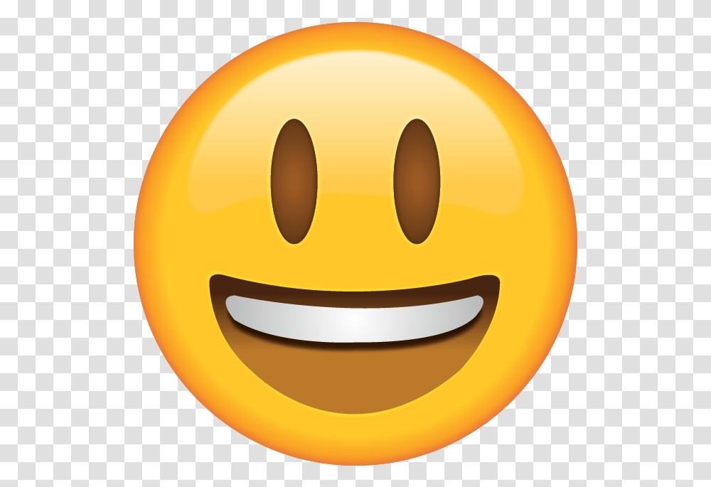 Download Smiling Emoji With Eyes Opened Smiling Emoji, Plant, Label, Food Transparent Png