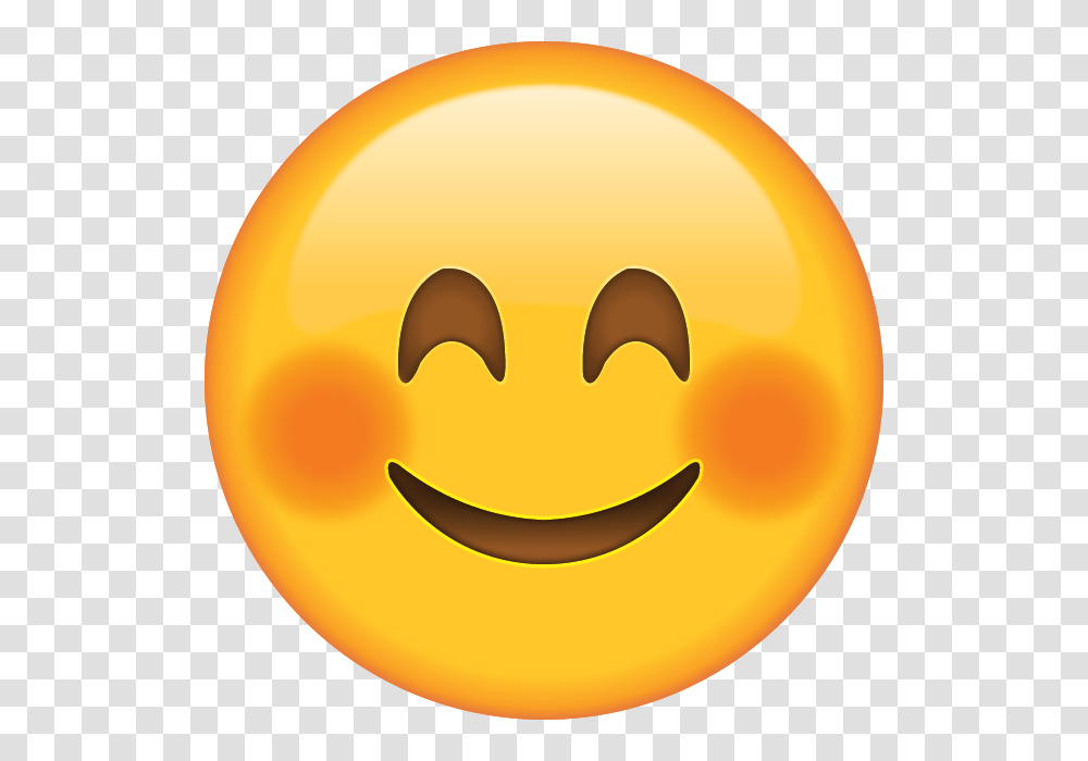 Download Smiling Face Emoji With Blushed Cheeks Emoji Island, Plant, Food, Vegetable, Cutlery Transparent Png