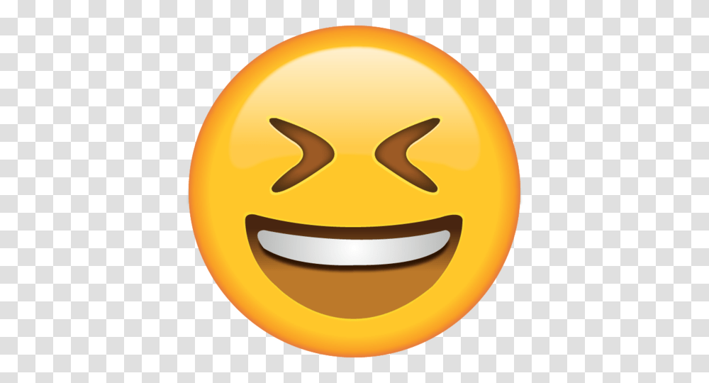 Download Smiling Face With Tightly Closed Eyes Emoji Island, Plant, Food, Label, Pumpkin Transparent Png