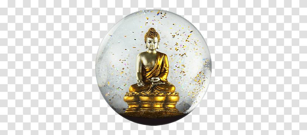Download Snowglobes Coolsnowglobes Gold Buddha Snow Globe Snow Globe, Worship, Art, Architecture, Building Transparent Png