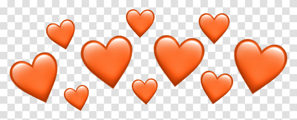 Download Source Orange Heart Heartcrown Emoji Emojiiphone Orange Hearts Background, Cushion, Pillow, Suit Transparent Png