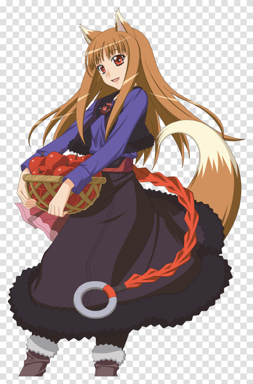 Download Spiceandwolftransparentpngfordesigning Spice And Wolf Holo Wallpaper Iphone, Manga, Comics, Book, Clothing Transparent Png