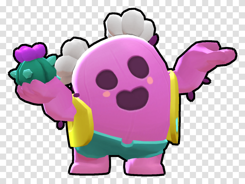 Download Spike Skin Pinky Spike Brawl Stars Image With Brawl Stars Spike, Toy, Piggy Bank, Pac Man, Sweets Transparent Png