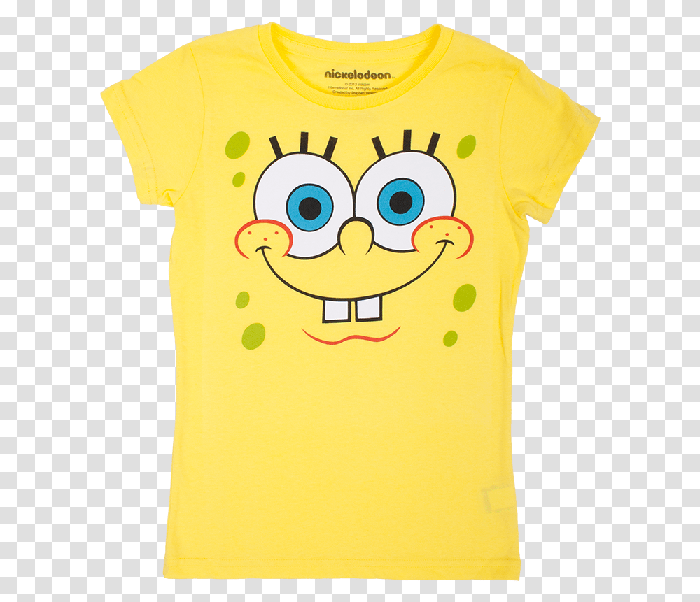 Download Spongebob Squarepants Girls Big Face Tee Yellow Spongebob Squarepants Phone Case, Clothing, Apparel, T-Shirt, Bird Transparent Png