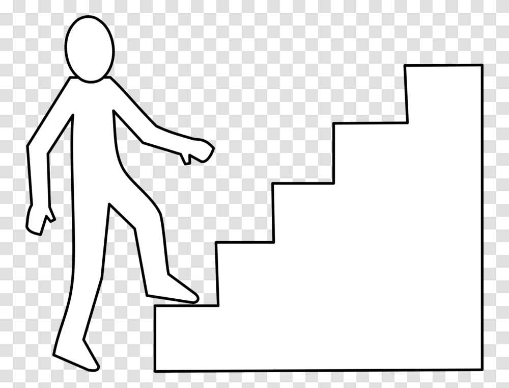Download Stairs Outline Clipart Staircases Clip Art White Black, Person, Silhouette, Sport, Stencil Transparent Png
