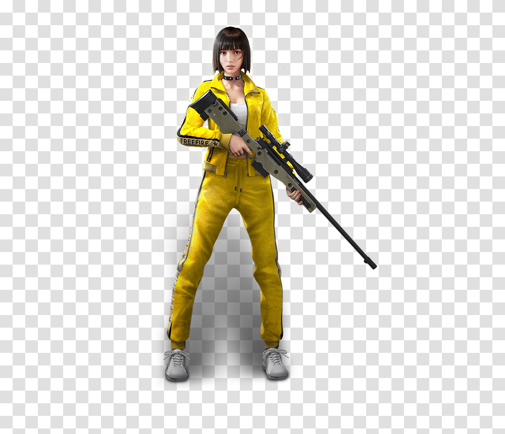 Download Standing Outerwear Fire Garena Battlegrounds Imagens Free Fire, Person, Human, Costume, Gun Transparent Png