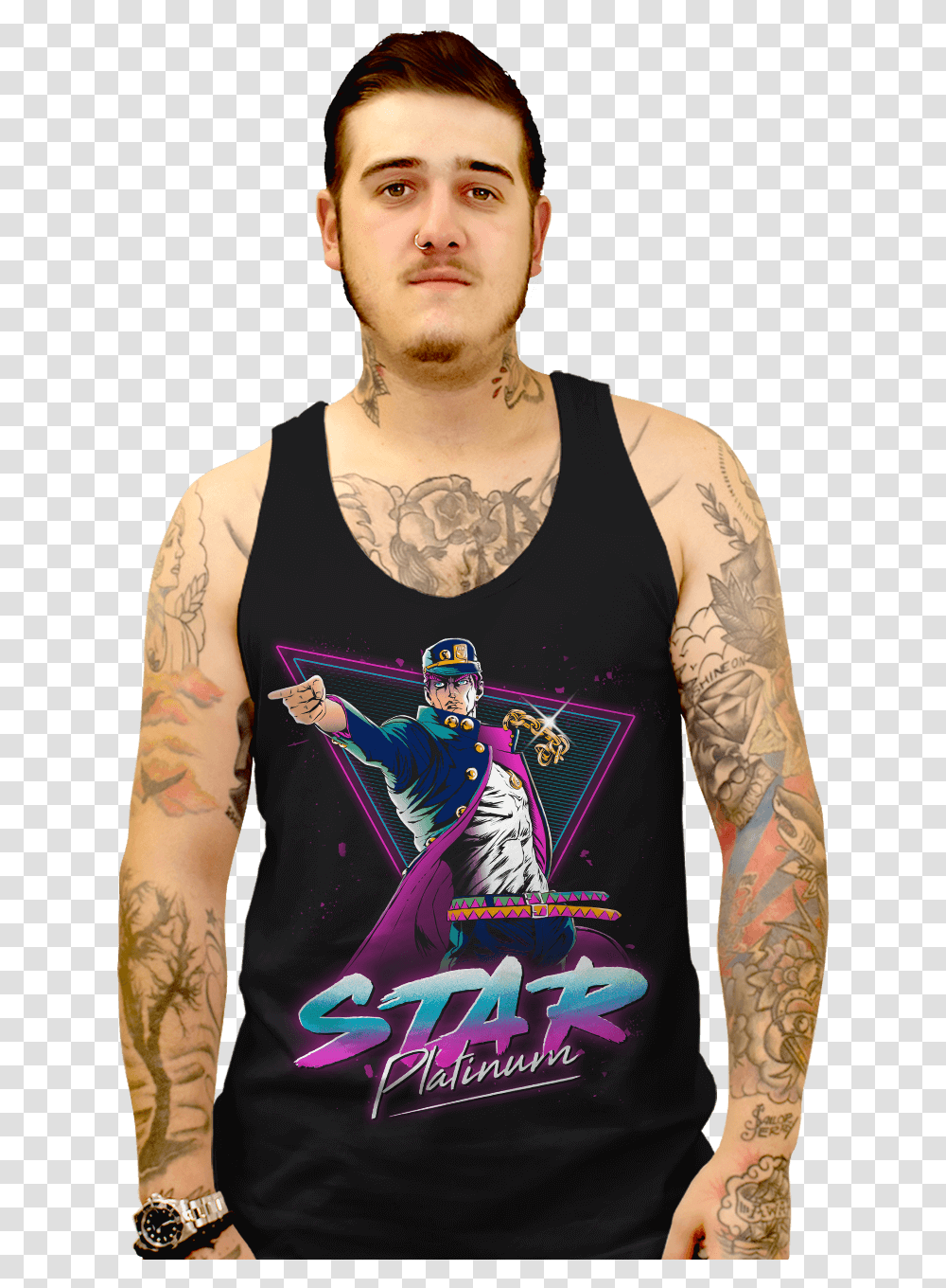 Download Star Platinum Active Tank Image With No Portable Network Graphics, Skin, Tattoo, Person, Human Transparent Png