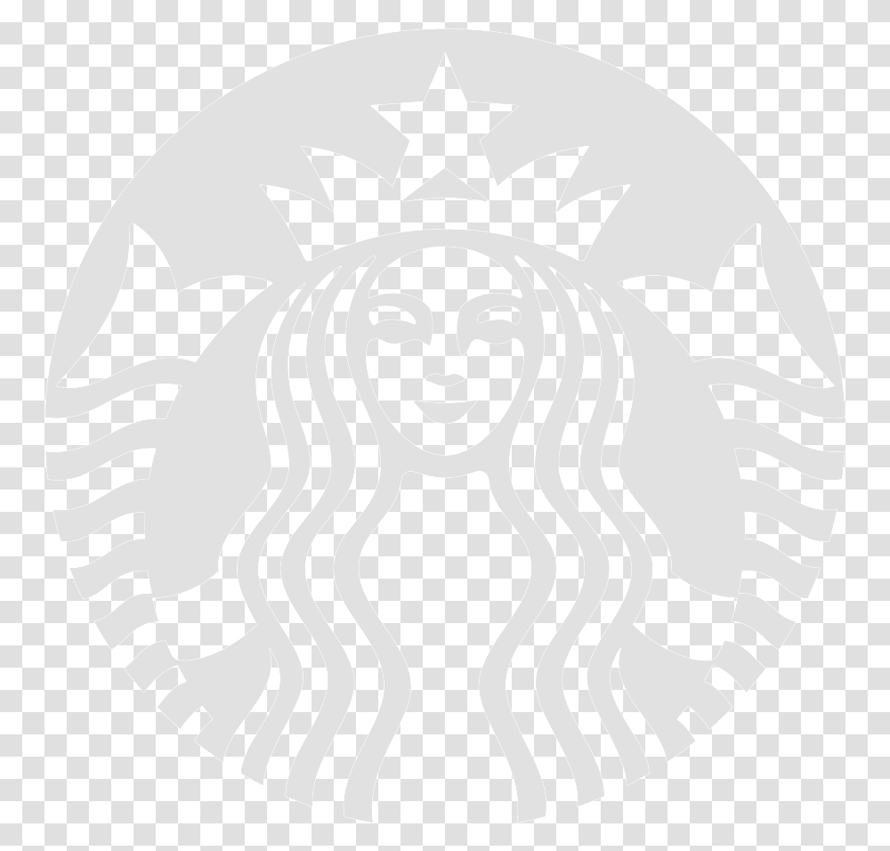 Download Starbucks Logo White Starbucks Coffee Logo White, Symbol, Trademark, Emblem, Tiger Transparent Png