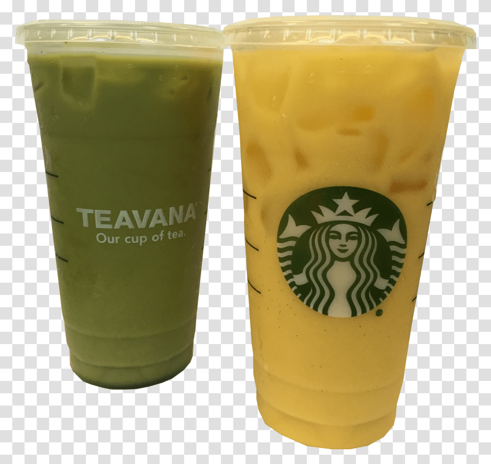 Download Starbucks' Orange Drink And Green Starbucks Yellow Drinks At Starbucks, Beer, Alcohol, Beverage, Juice Transparent Png