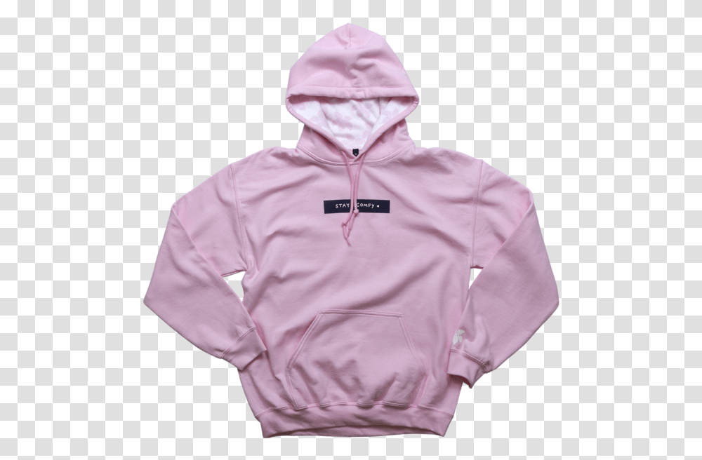 Download Stay Comfy Pink Lined Hoodie Sweatshirt, Clothing, Apparel, Sweater, Person Transparent Png