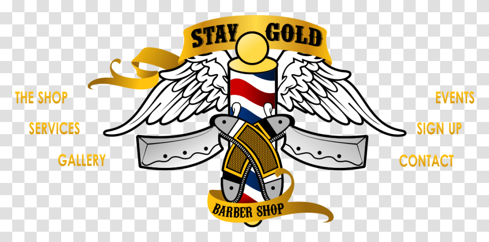 Download Stay Gold Barber Shop Gold Barber Shop Logo, Symbol, Emblem, Art, Outdoors Transparent Png