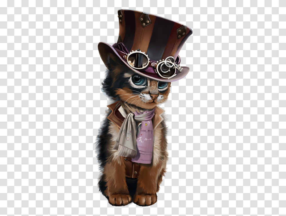 Download Steampunk Kitten Black Animal Cat Free Steampunk Cat, Sunglasses, Accessories, Accessory, Mascot Transparent Png