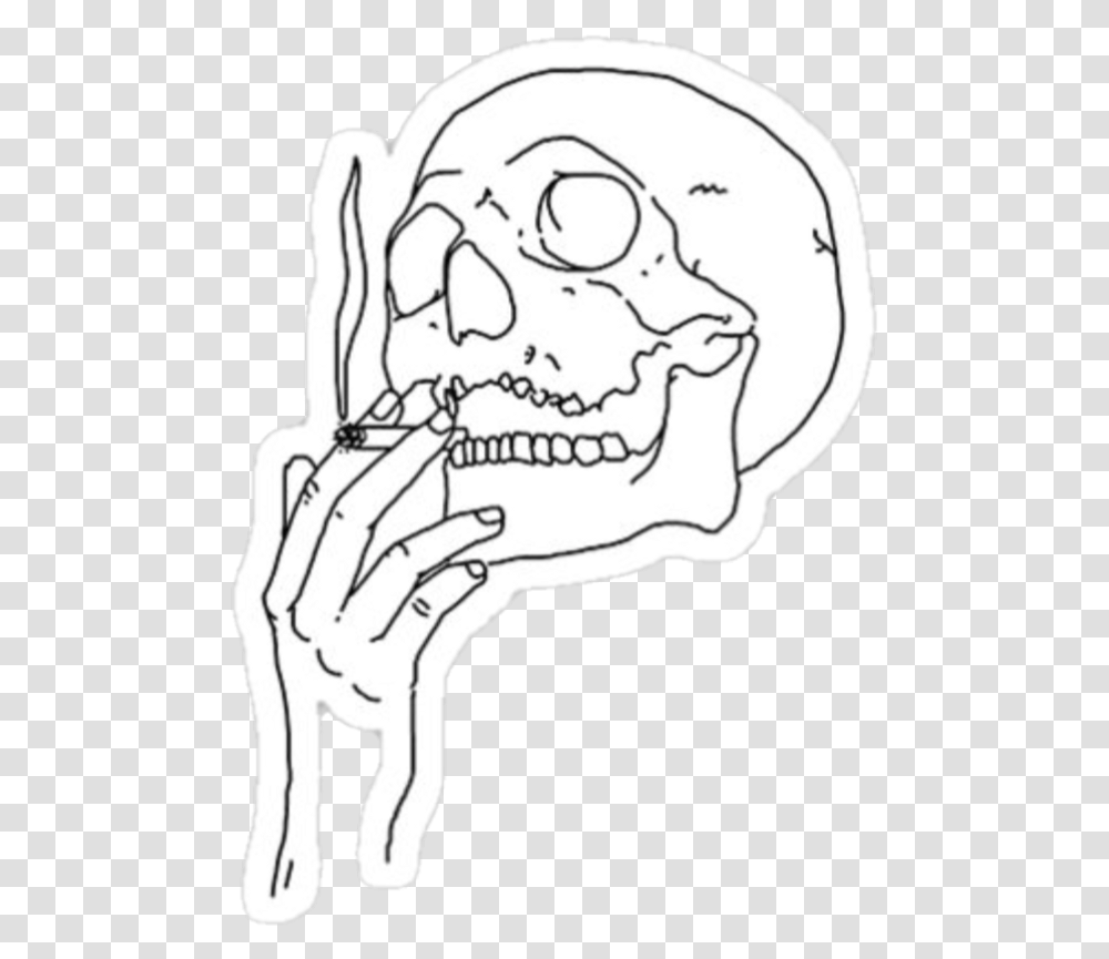 Download Stickers Sticker Skull 420 Smoke Trippy Weed Skeleton Drawing Smoking, Jaw, Head, Face, Art Transparent Png
