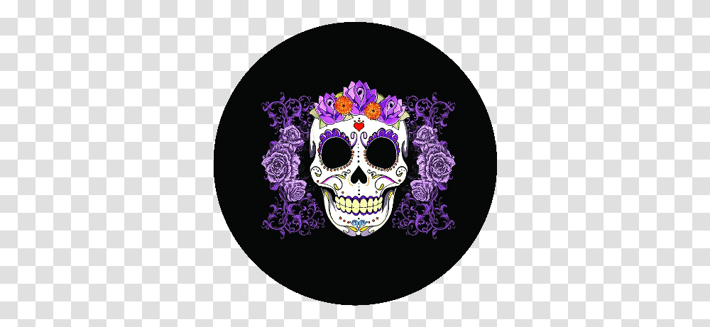 Download Sugar Skull With Flower Crown Calavera Mega Francesita, Graphics, Art, Purple, Head Transparent Png