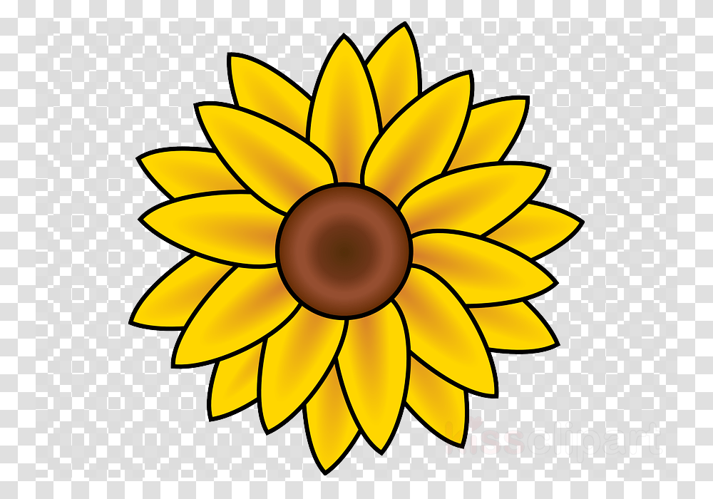 Download Sunflower August Clipart Drawing Clip Art Drawing, Plant, Blossom, Pattern, Cushion Transparent Png