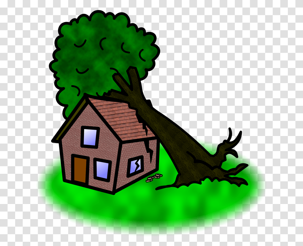 Download Symbol Verbs F Tree Falling On House Cartoon Tree Falling On House Cartoon, Nature, Outdoors, Building, Countryside Transparent Png