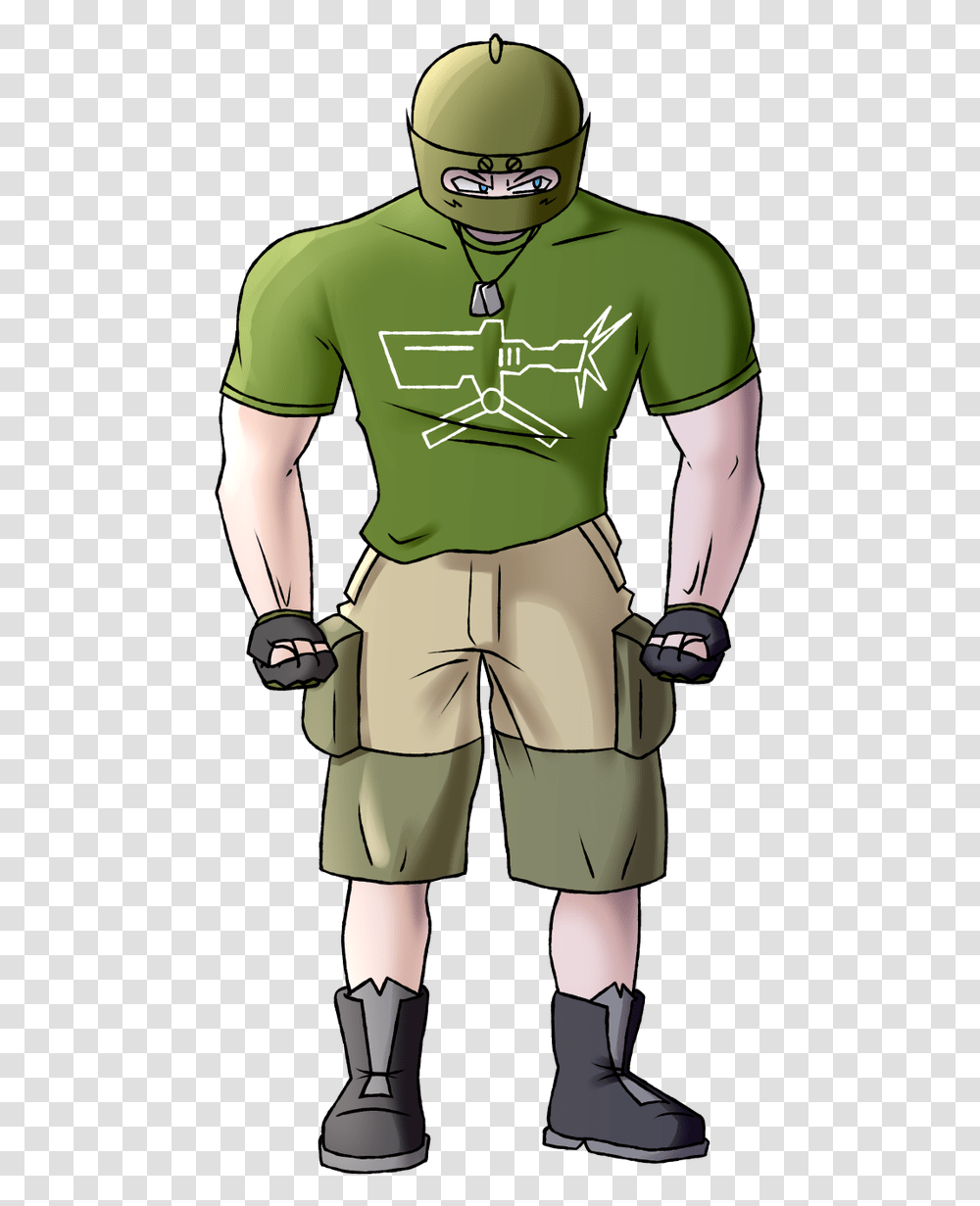 Download Tachanka Pokemon Trainer Commission For A Good Bud Cartoon, Helmet, Clothing, Person, Shorts Transparent Png