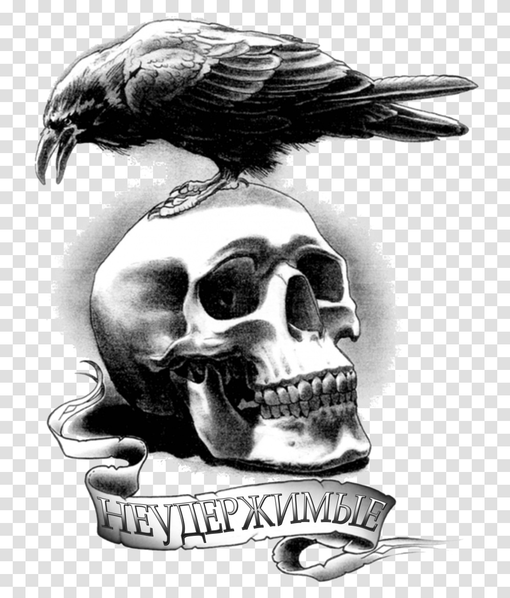 Download Tattoo Barney Artist Youtube Crow On Skull Tattoo, Sunglasses, Accessories, Accessory, Bird Transparent Png
