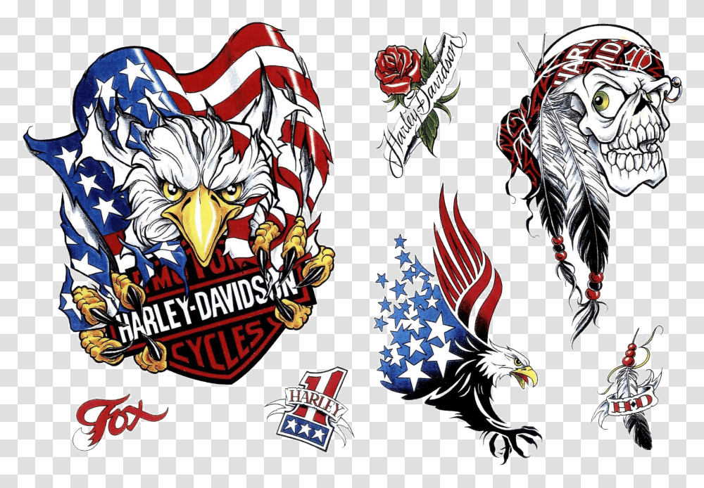 Download Tattoo Eagle Harley Harley Davidson Logo With Eagle, Symbol, Emblem, Art, Doodle Transparent Png