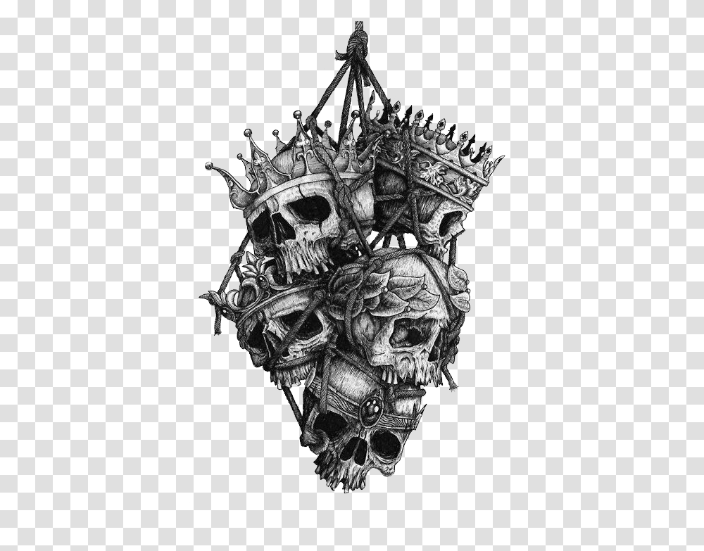 Download Tattoo Head Skull Crown Human Symbolism Hq Bag Of Skulls Tattoo, Drawing, Art, Doodle, Sketch Transparent Png