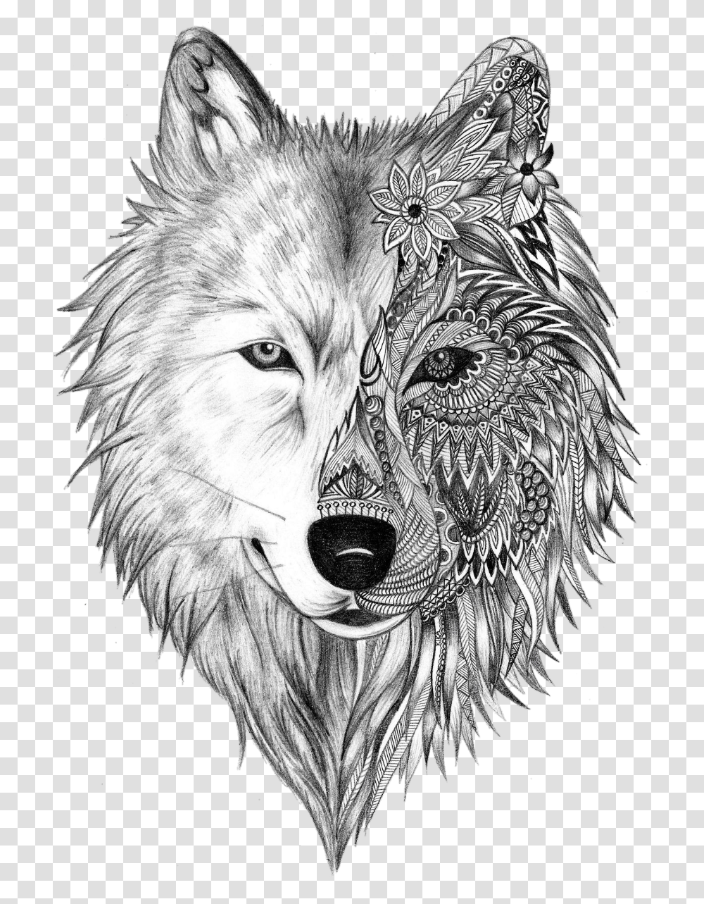 Download Tattoo Sleeve Gray Artist Heart Wolf Ink Hq Wolf Spirit Animal Tattoos, Mammal, Red Wolf, Canine, Drawing Transparent Png