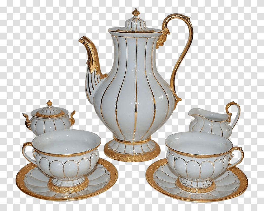 Download Tea Set Gold Tea Set, Porcelain, Art, Pottery, Saucer Transparent Png