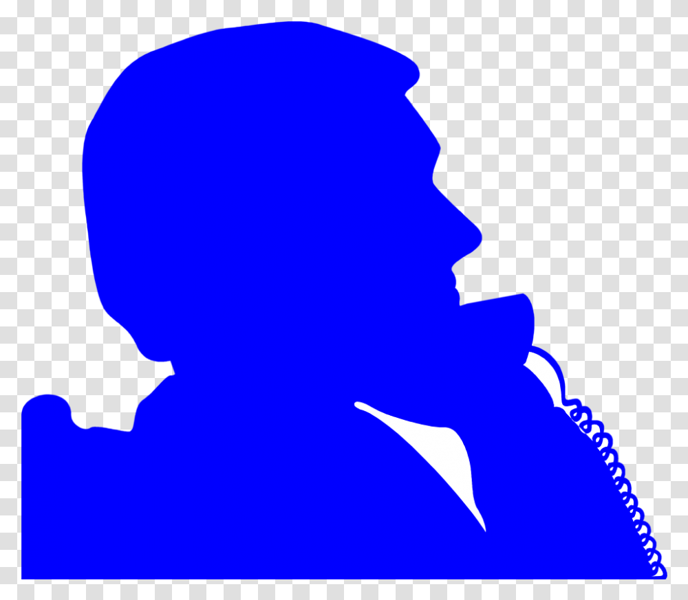 Download Telephone Clipart Silhouette Phone Talking Man Man On The Phone Silhouette, Person, Human, Light, Dj Transparent Png