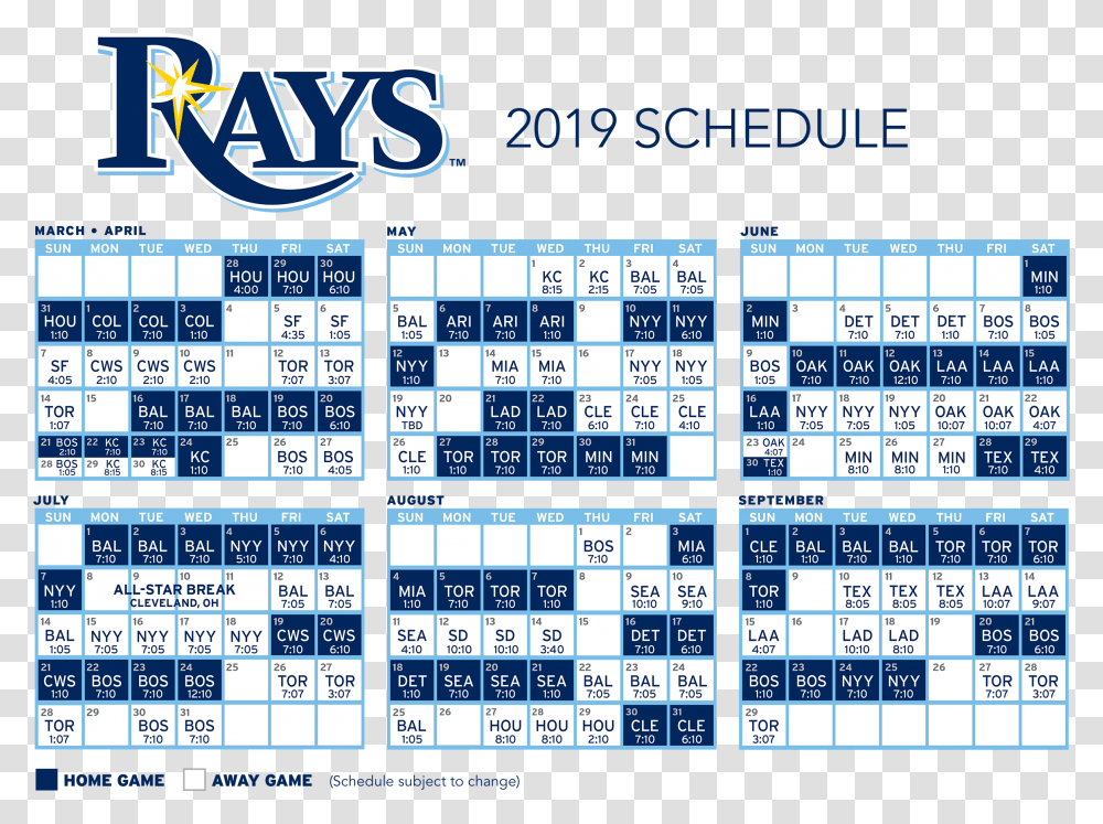 Download The 2019 Tampa Bay Rays Schedule Tampa Bay Rays Schedule 2018, Word, Scoreboard, Calendar Transparent Png