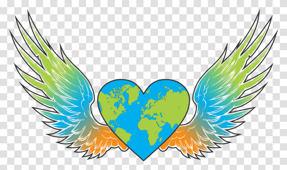 Download The Grinch Heart Clipart World Map Full Size Wings Tattoo, Bird, Animal Transparent Png