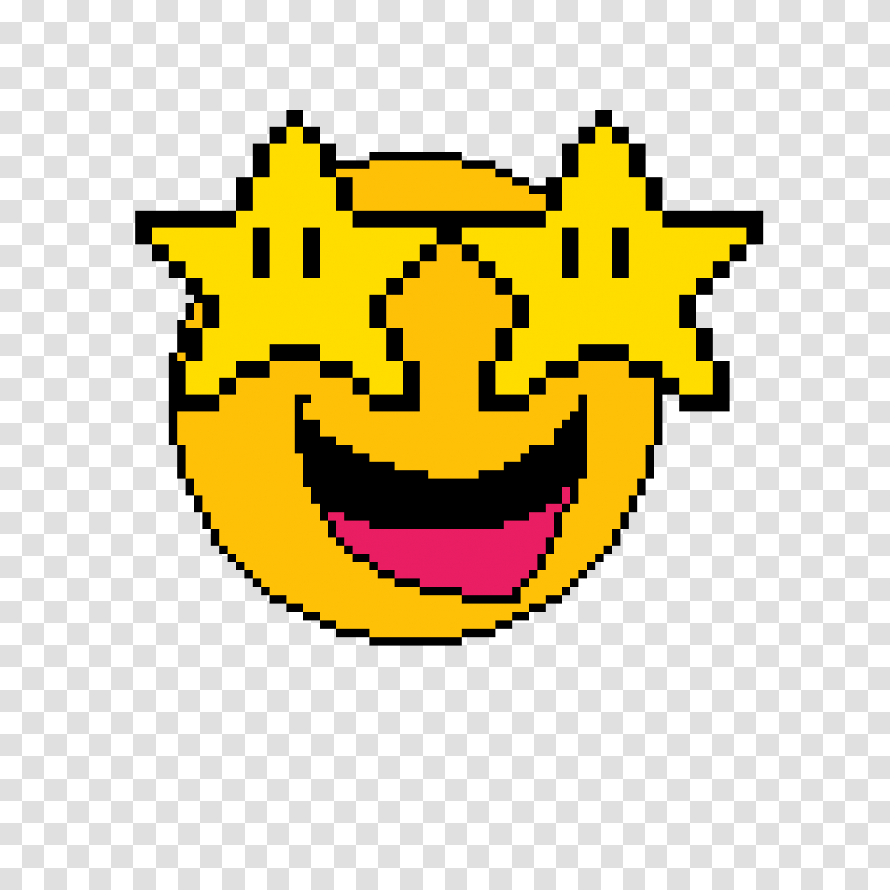 Download The Grinning Star Emoji Pixel Art Circle Pixel Art Mario Star, Pac Man, Symbol, Text, Label Transparent Png